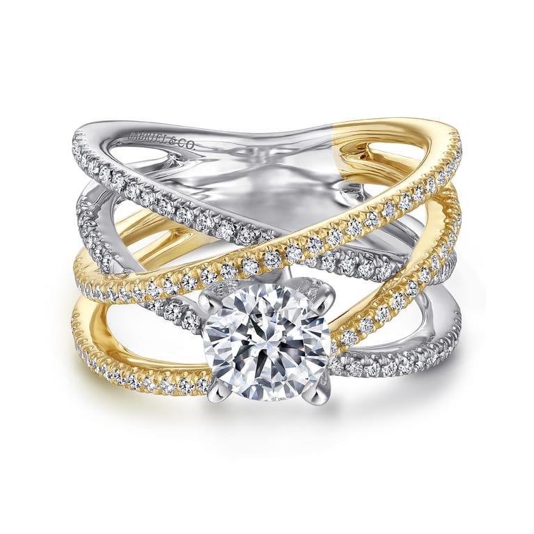 Ronny - 14K White-Yellow Gold Round Diamond Engagement Ring - 0.55 ct - Shot 1