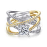 Ronny - 14K White-Yellow Gold Round Diamond Engagement Ring - 0.55 ct