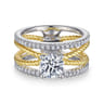 Lucinda - 14K White-Yellow Gold Free Form Round Diamond Engagement Ring - 0.4 ct