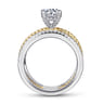 Lucinda - 14K White-Yellow Gold Free Form Round Diamond Engagement Ring - 0.4 ct