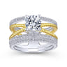 Lucinda - 14K White-Yellow Gold Free Form Round Diamond Engagement Ring - 0.4 ct