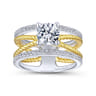 Lucinda - 14K White-Yellow Gold Free Form Round Diamond Engagement Ring - 0.4 ct