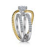 Lavish - 14K White-Yellow Gold Free Form Round Diamond Engagement Ring - 0.61 ct