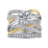 Affection - 14K White-Yellow Gold Free Form Round Diamond Engagement Ring - 0.57 ct