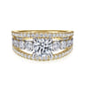 Noble - 14K White-Yellow Gold Round Split Shank Diamond Engagement Ring - 0.92 ct