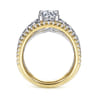 Noble - 14K White-Yellow Gold Round Split Shank Diamond Engagement Ring - 0.92 ct