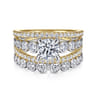 Noble - 14K White-Yellow Gold Round Split Shank Diamond Engagement Ring - 0.92 ct
