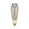 Noble - 14K White-Yellow Gold Round Split Shank Diamond Engagement Ring - 0.92 ct