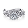 Martedi - Platinum Floral Round Diamond Engagement Ring - 0.15 ct