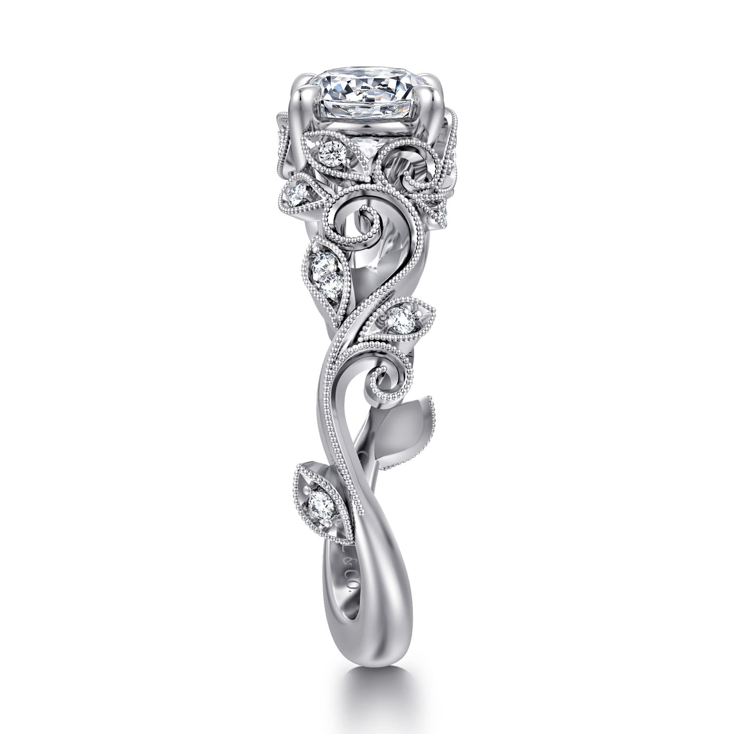 Martedi - Platinum Floral Round Diamond Engagement Ring - 0.15 ct - Shot 5