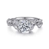 Lena - Platinum Floral Round Diamond Engagement Ring - 0.16 ct