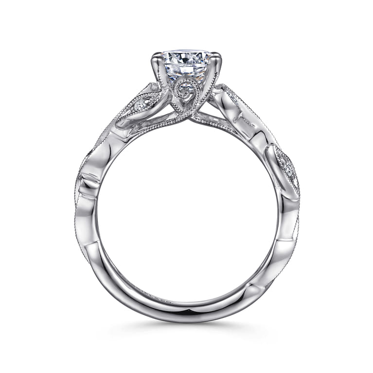 Lena - Platinum Floral Round Diamond Engagement Ring - 0.16 ct - Shot 2
