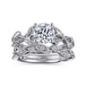 Lena - Platinum Floral Round Diamond Engagement Ring - 0.16 ct