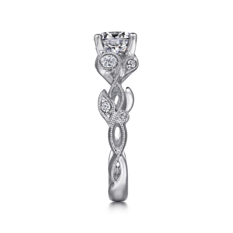 Lena - Platinum Floral Round Diamond Engagement Ring - 0.16 ct - Shot 5