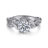 Camelia - Platinum Floral Round Diamond Engagement Ring - 0.18 ct