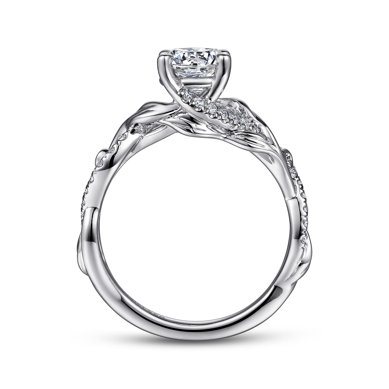 Camelia - Platinum Floral Round Diamond Engagement Ring - 0.18 ct - Shot 2