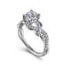 Camelia - Platinum Floral Round Diamond Engagement Ring - 0.18 ct