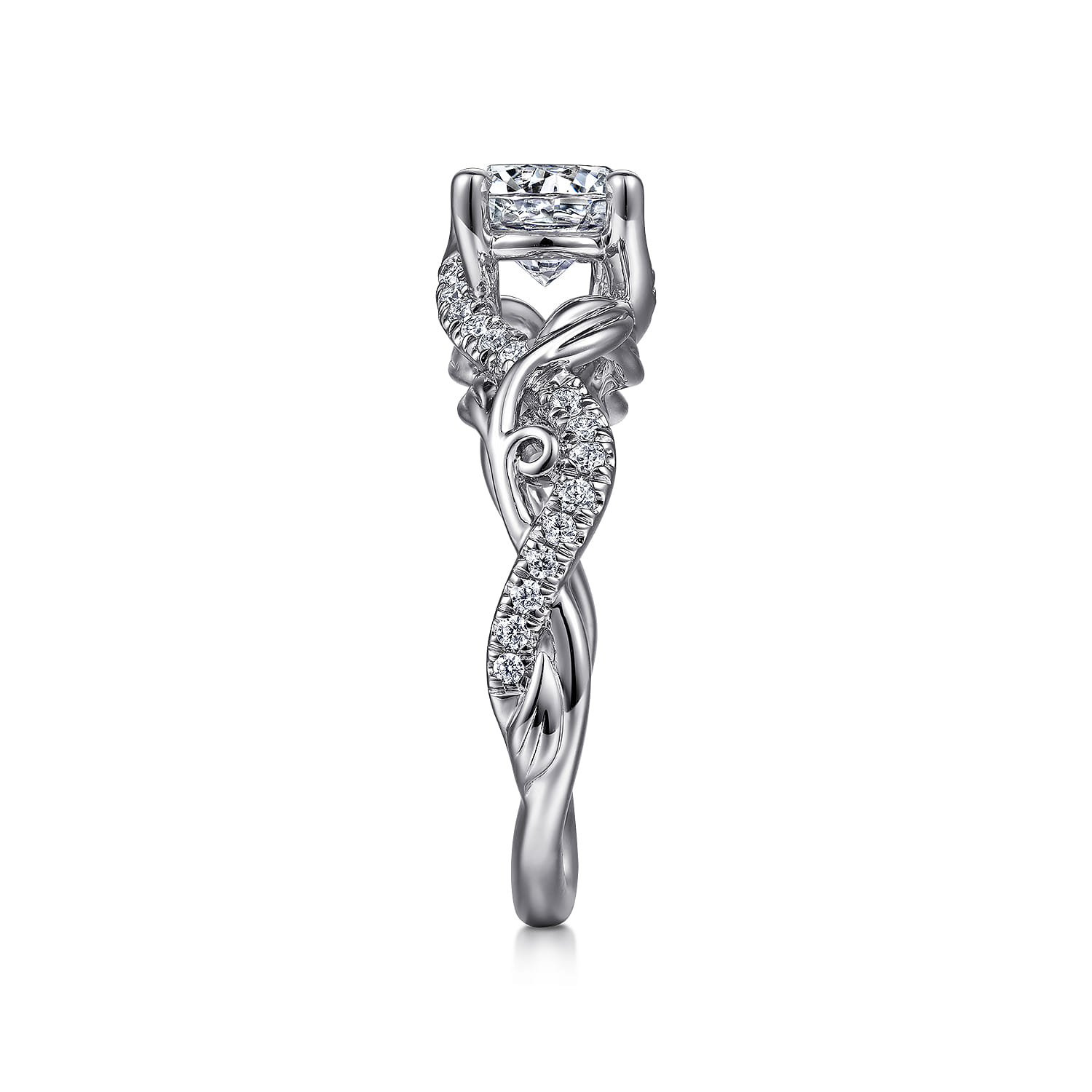 Camelia - Platinum Floral Round Diamond Engagement Ring - 0.18 ct - Shot 5