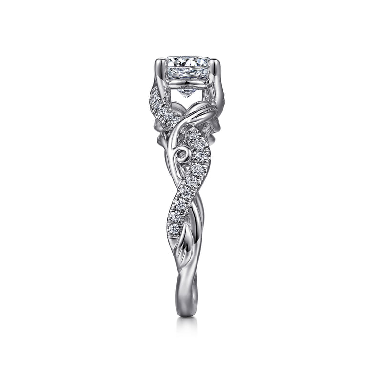 Camelia - Platinum Floral Round Diamond Engagement Ring - 0.18 ct - Shot 5