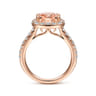 Lyla - 14K Rose Gold Morganite and Diamond Halo Engagement Ring - 0.76 ct