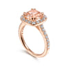 Lyla - 14K Rose Gold Morganite and Diamond Halo Engagement Ring - 0.76 ct