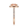Lyla - 14K Rose Gold Morganite and Diamond Halo Engagement Ring - 0.76 ct