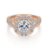 James - 14K Rose Gold Cushion Halo Diamond Engagement Ring - 0.92 ct