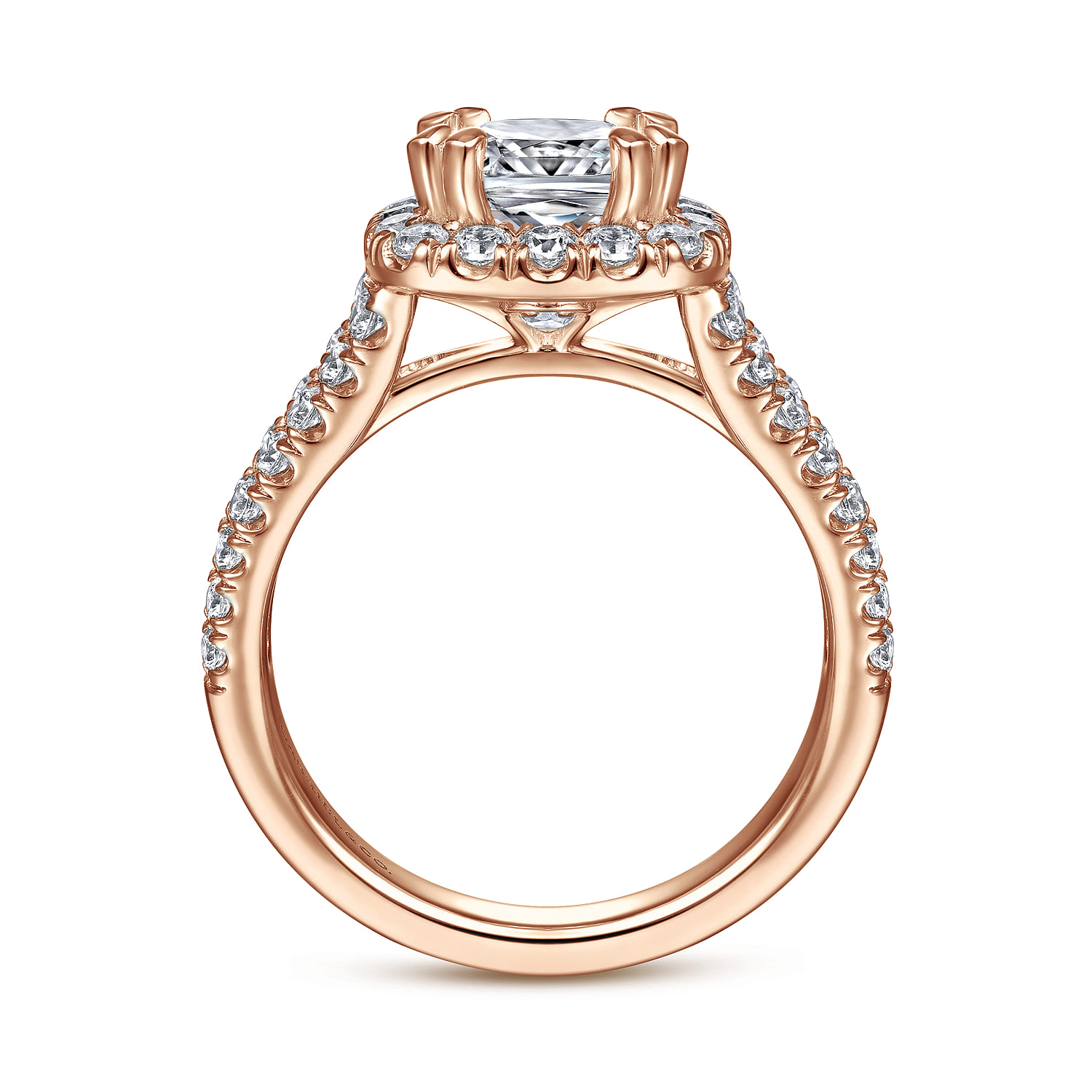 James - 14K Rose Gold Cushion Halo Diamond Engagement Ring - 0.92 ct - Shot 2