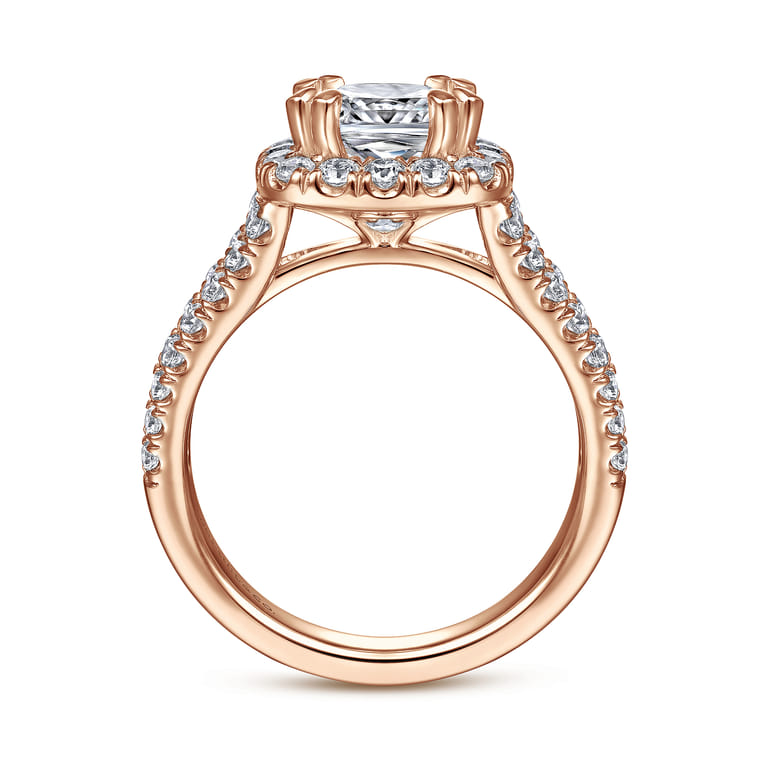 James - 14K Rose Gold Cushion Halo Diamond Engagement Ring - 0.92 ct - Shot 2
