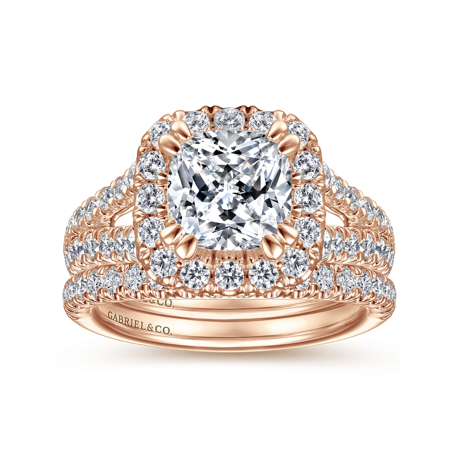 James - 14K Rose Gold Cushion Halo Diamond Engagement Ring - 0.92 ct - Shot 4
