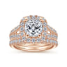 James - 14K Rose Gold Cushion Halo Diamond Engagement Ring - 0.92 ct
