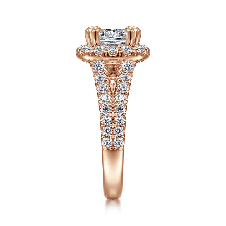James - 14K Rose Gold Cushion Halo Diamond Engagement Ring - 0.92 ct - Shot 5