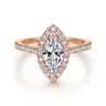 Carly - 14K Rose Gold Marquise Halo Diamond Engagement Ring - 0.32 ct