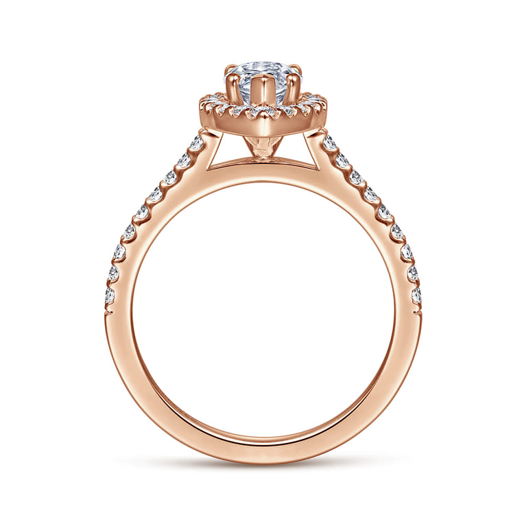 Carly - 14K Rose Gold Marquise Halo Diamond Engagement Ring - 0.32 ct - Shot 2