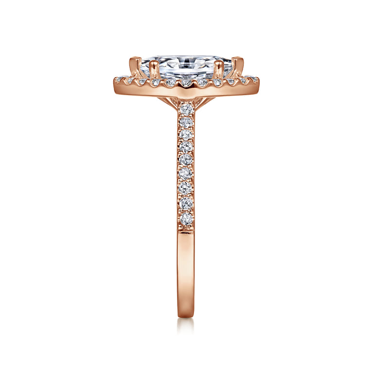 Carly - 14K Rose Gold Marquise Halo Diamond Engagement Ring - 0.32 ct - Shot 5