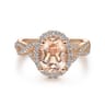Marissa - 14K Rose Gold Morganite and Diamond Halo Engagement Ring - 0.44 ct