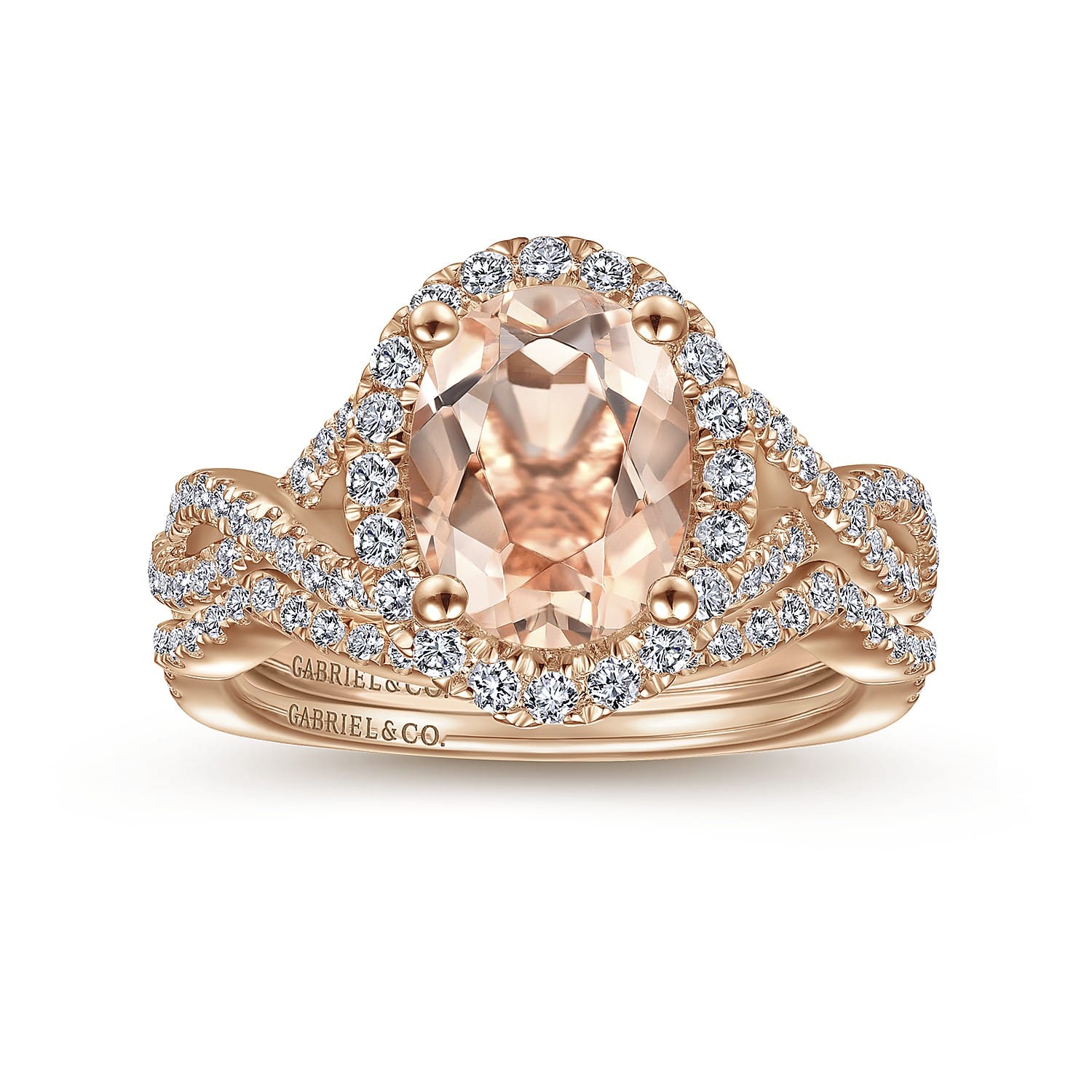 Marissa - 14K Rose Gold Morganite and Diamond Halo Engagement Ring - 0.44 ct - Shot 4