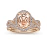 Marissa - 14K Rose Gold Morganite and Diamond Halo Engagement Ring - 0.44 ct