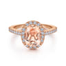 Carly - 14K Rose Gold Morganite and Diamond Halo Engagement Ring - 0.38 ct