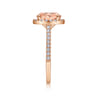 Carly - 14K Rose Gold Morganite and Diamond Halo Engagement Ring - 0.38 ct