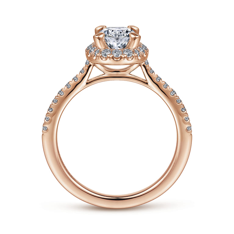 Idina - 14K Rose Gold Oval Halo Diamond Engagement Ring - 0.32 ct - Shot 2
