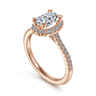 Idina - 14K Rose Gold Oval Halo Diamond Engagement Ring - 0.32 ct