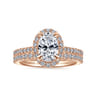 Idina - 14K Rose Gold Oval Halo Diamond Engagement Ring - 0.32 ct