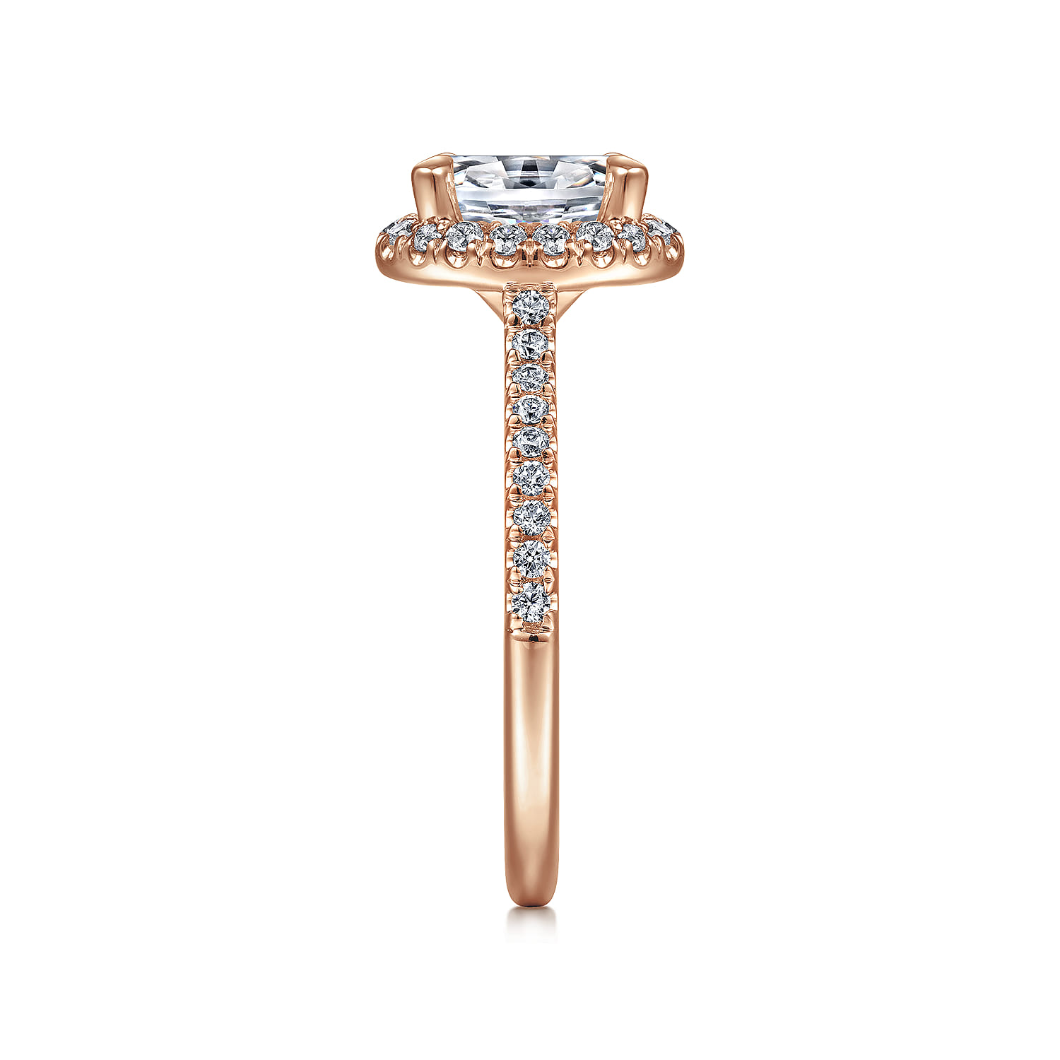 Idina - 14K Rose Gold Oval Halo Diamond Engagement Ring - 0.32 ct - Shot 5