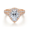 James - 14K Rose Gold Pear Shape Halo Diamond Engagement Ring - 0.89 ct