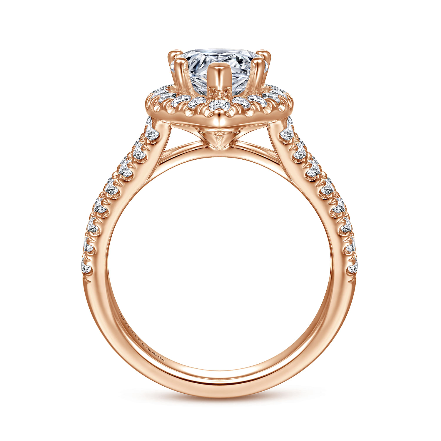 James - 14K Rose Gold Pear Shape Halo Diamond Engagement Ring - 0.89 ct - Shot 2