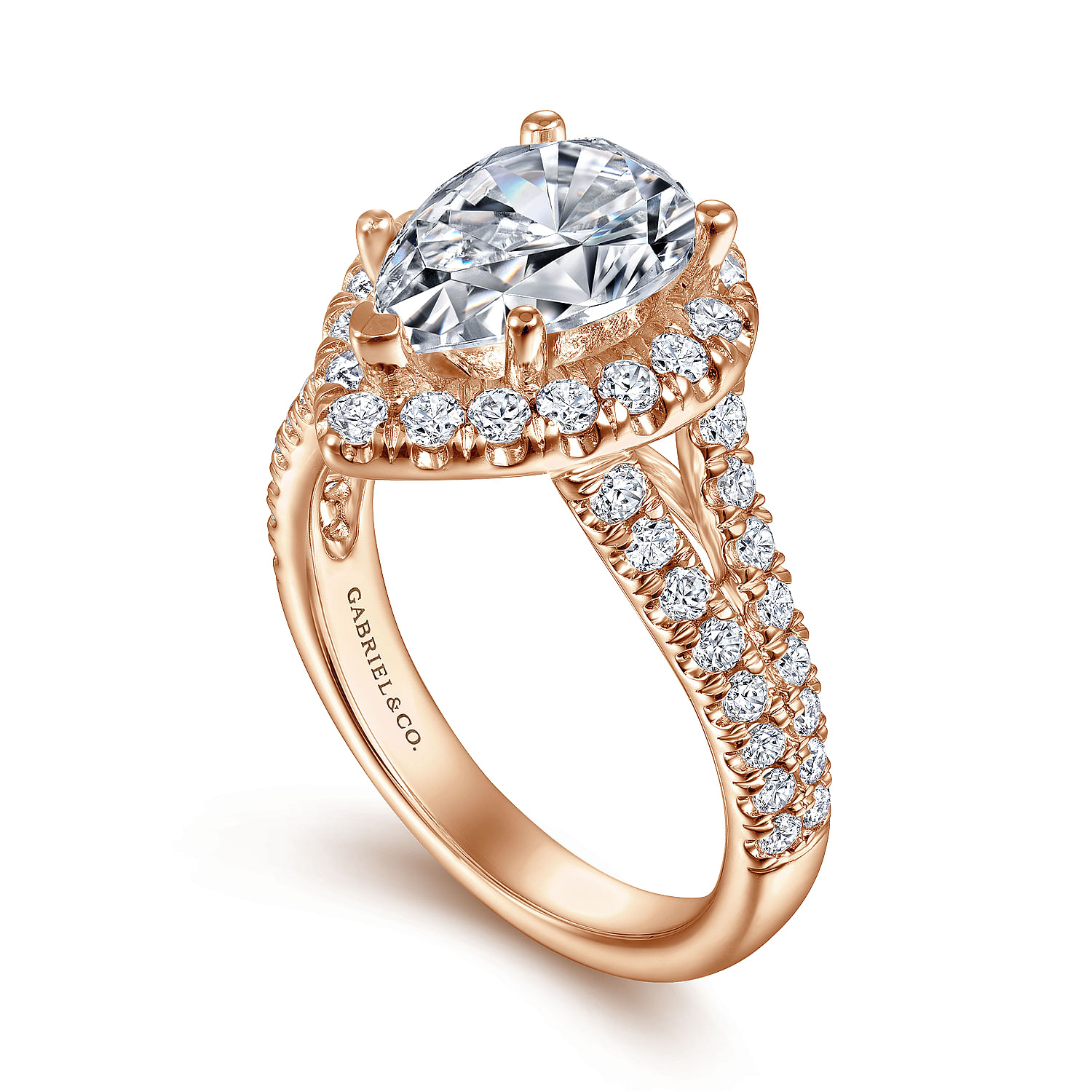James - 14K Rose Gold Pear Shape Halo Diamond Engagement Ring - 0.89 ct - Shot 3