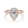 Carly - 14K Rose Gold Pear Shape Halo Diamond Engagement Ring - 0.31 ct