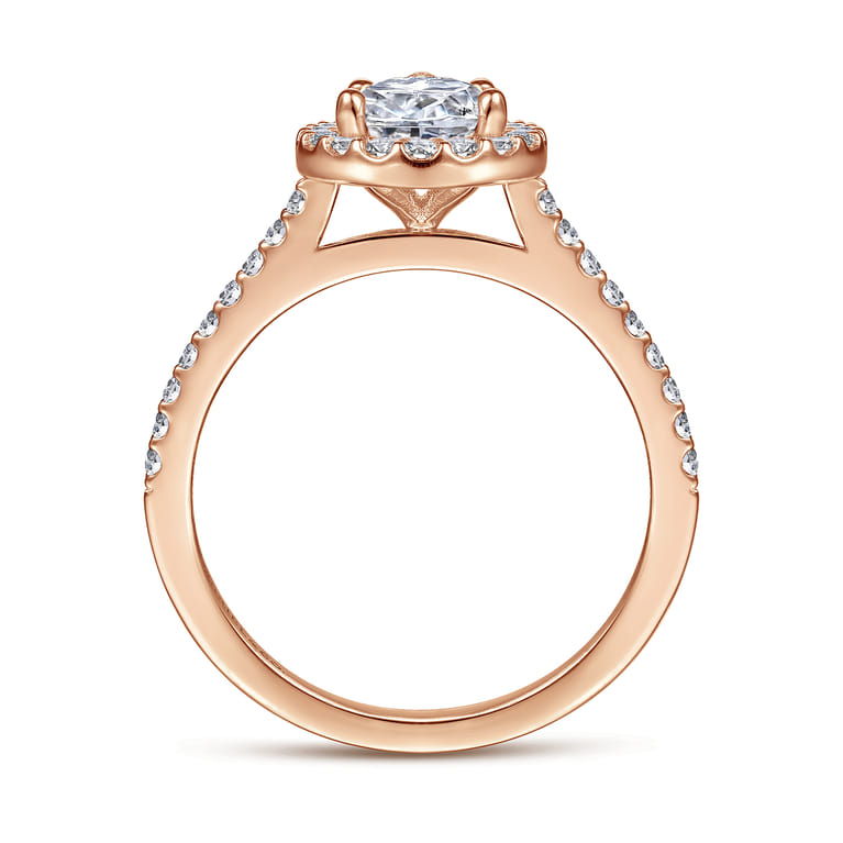 Carly - 14K Rose Gold Pear Shape Halo Diamond Engagement Ring - 0.31 ct - Shot 2