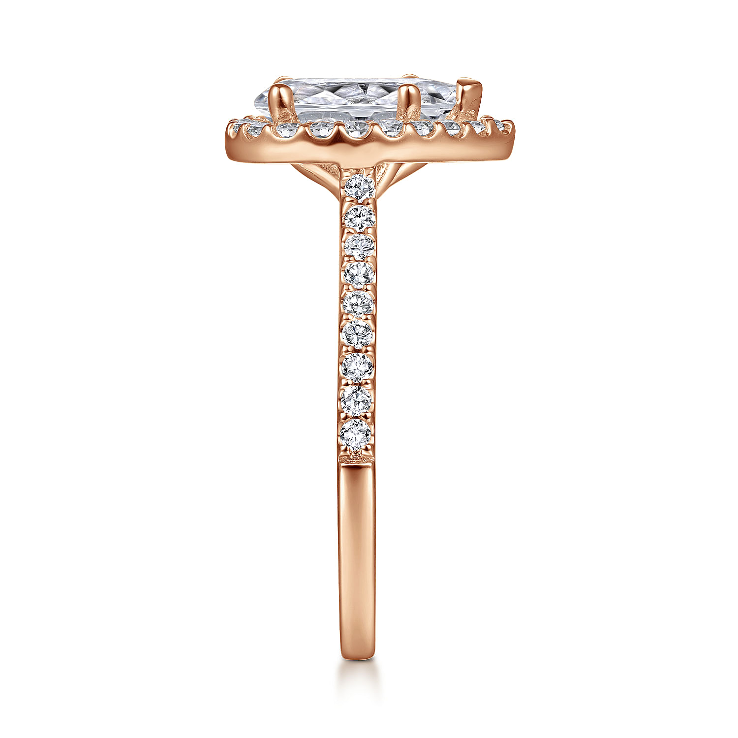Carly - 14K Rose Gold Pear Shape Halo Diamond Engagement Ring - 0.31 ct - Shot 5